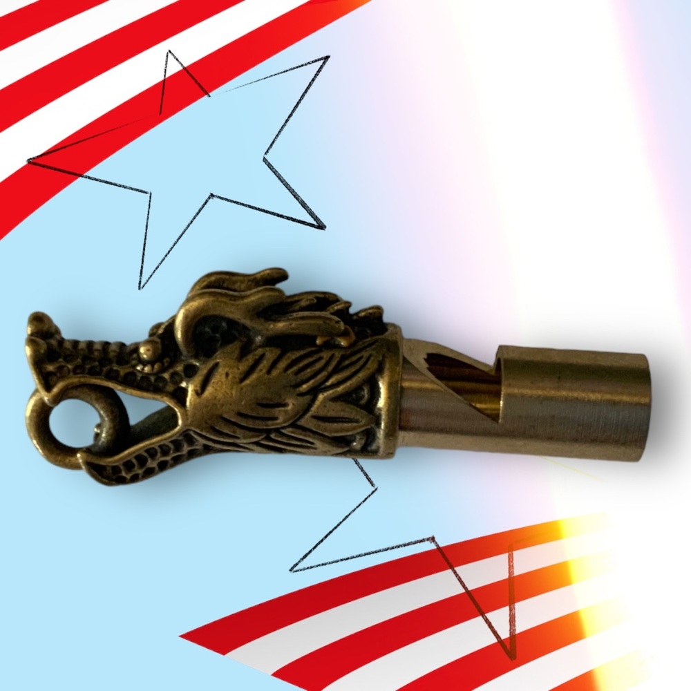 SOLID BRASS DRAGON HEAD COLLECTOR WHISTLE